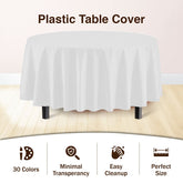 Premium Round White Plastic Table Cover | Case of 96